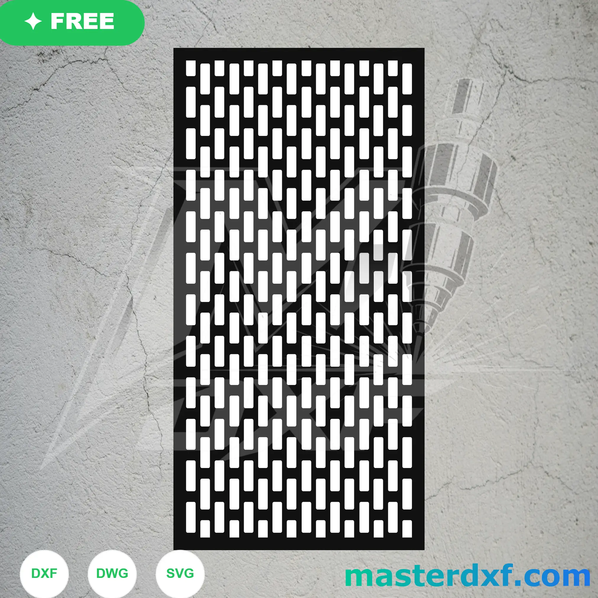 Modern Minimalist Rounded Rectangular Slit Privacy Screen DXF File